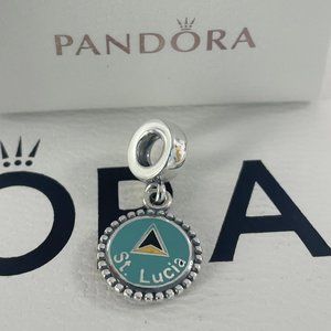 Pandora Saint Lucia Flag  Exclusive Dangle Charm Pendant